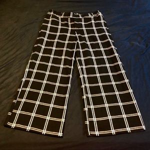 Wide leg pull-on soft pants in black grid